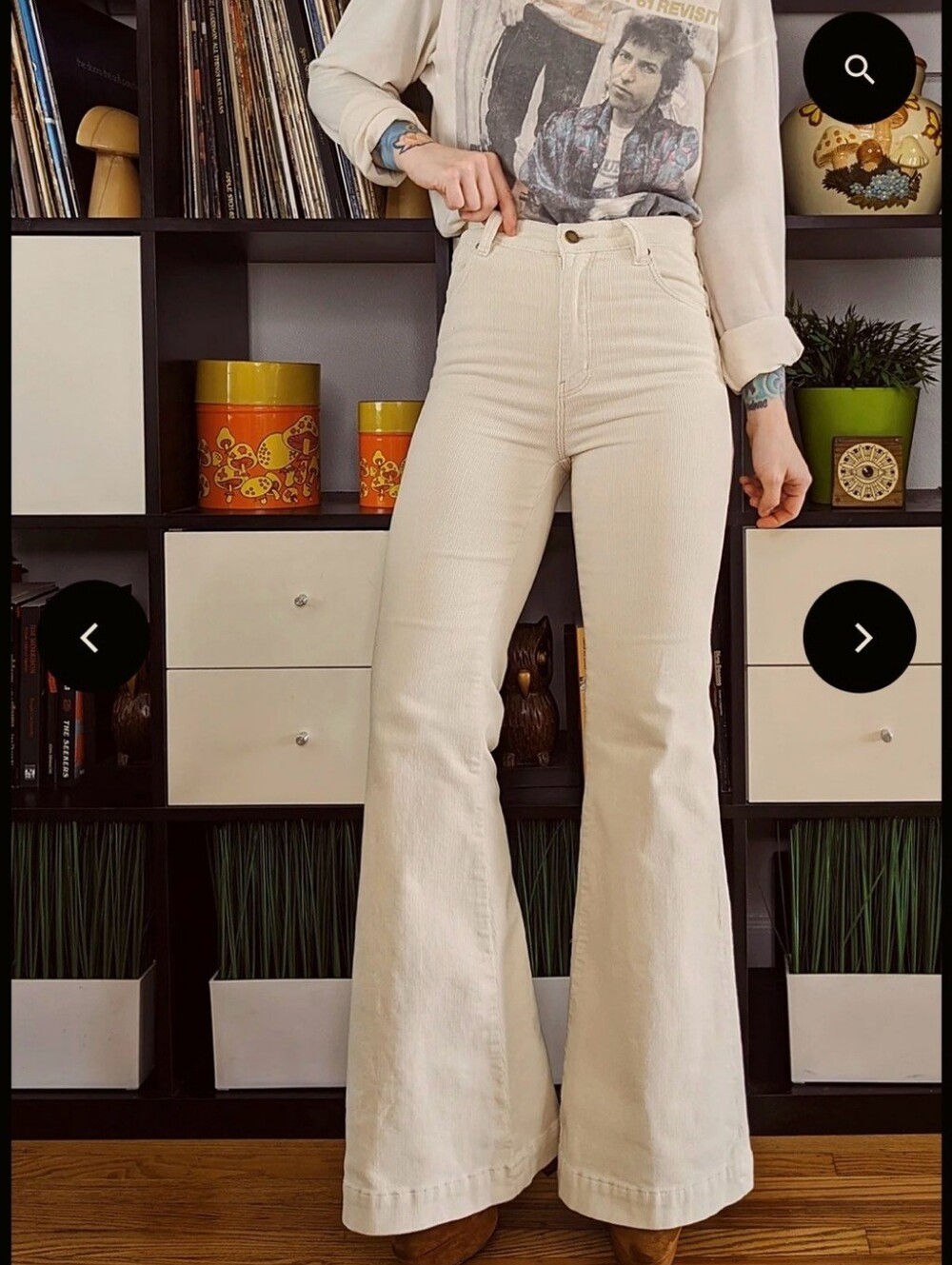 ROLLA'S East Coast Flare High Rise Corduroy 26 Ivory Cord